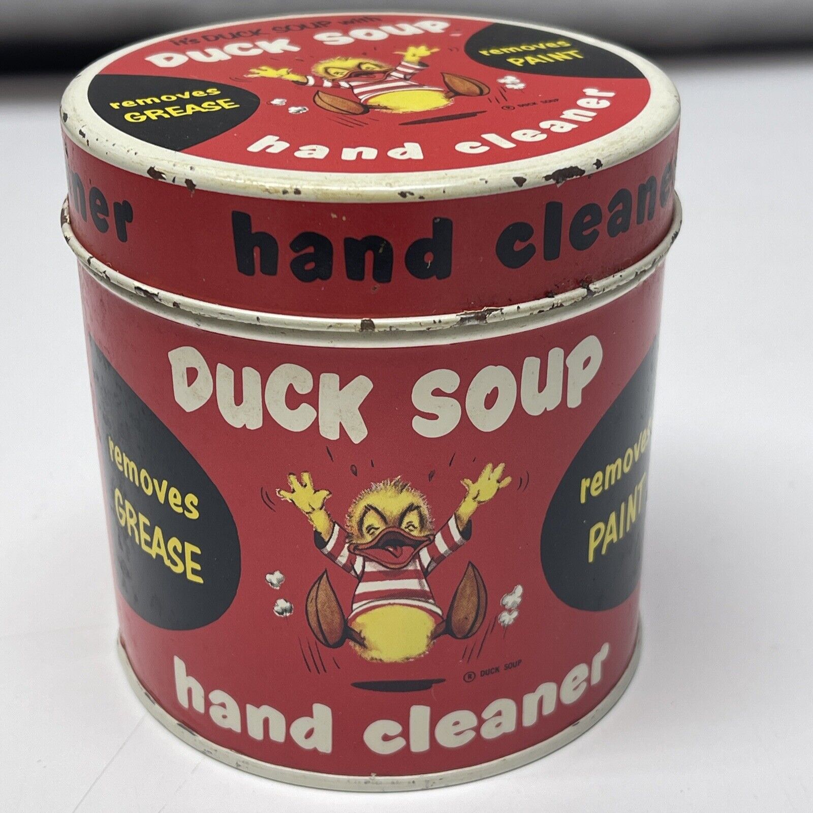 1955 Duck Soup Hand Cleaner Tin Salem Oregon USA 17 OZ. Antique Advertising JD  