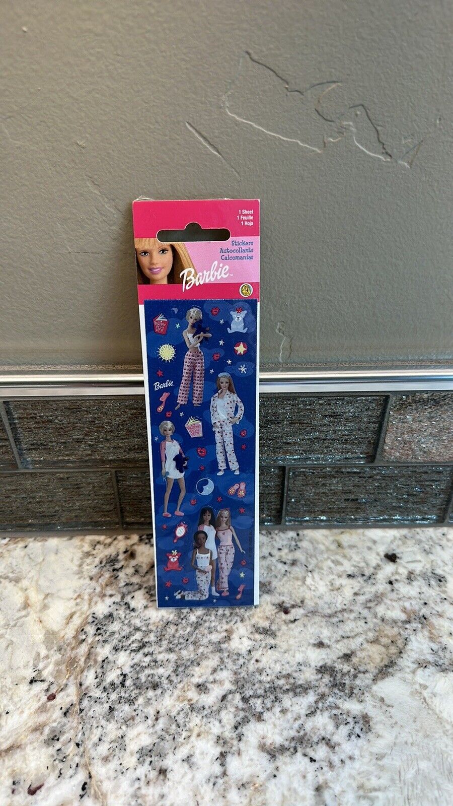 New Vintage 2000 SandyLion Barbie stickers with heart pajamas sealed. 