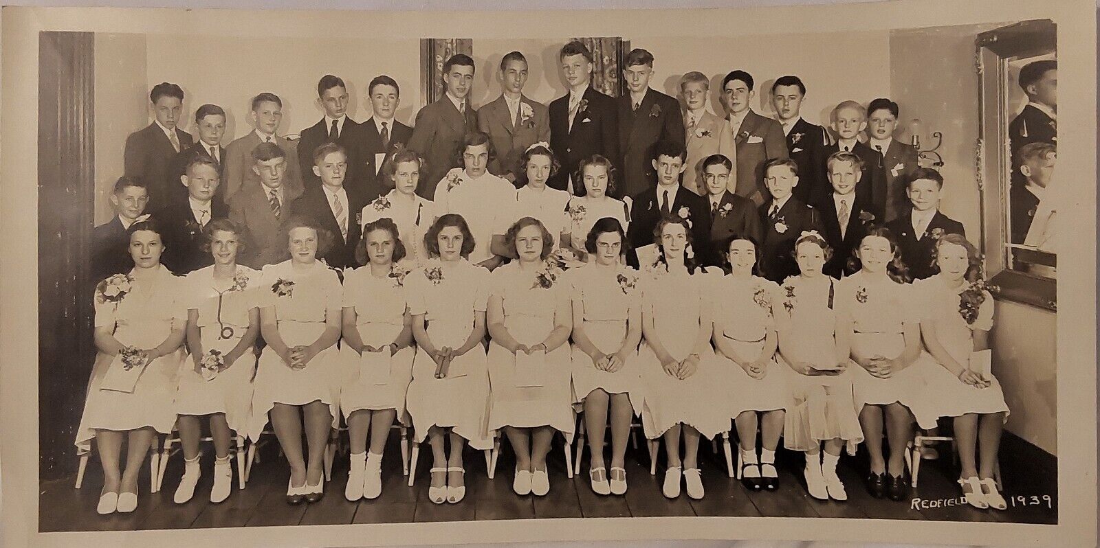Vintage Old 1930\'s 1939 Class Photo REDFIELD Elementary School Elmira New York