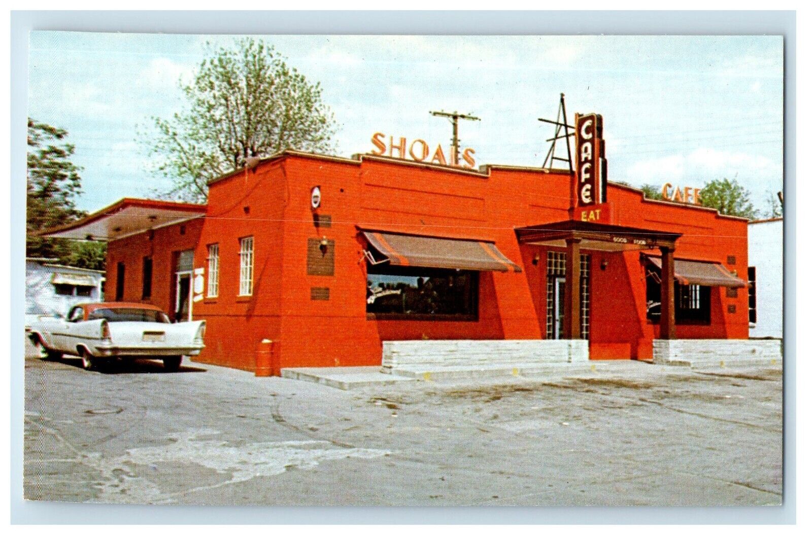 c1950's Shoals Cafe Car Side Indiana IN Unposted Vintage Postcard