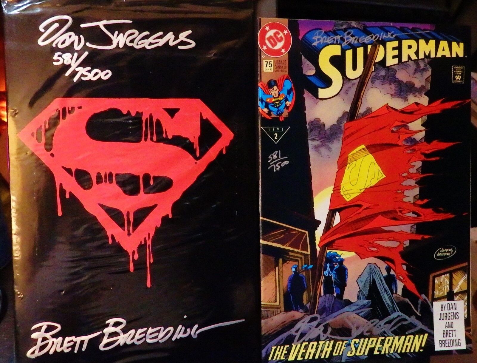 (DEATH OF) SUPERMAN #75 SIGNED & NUMBERED SET-1992-NM/MT-JURGENS & BREEDING