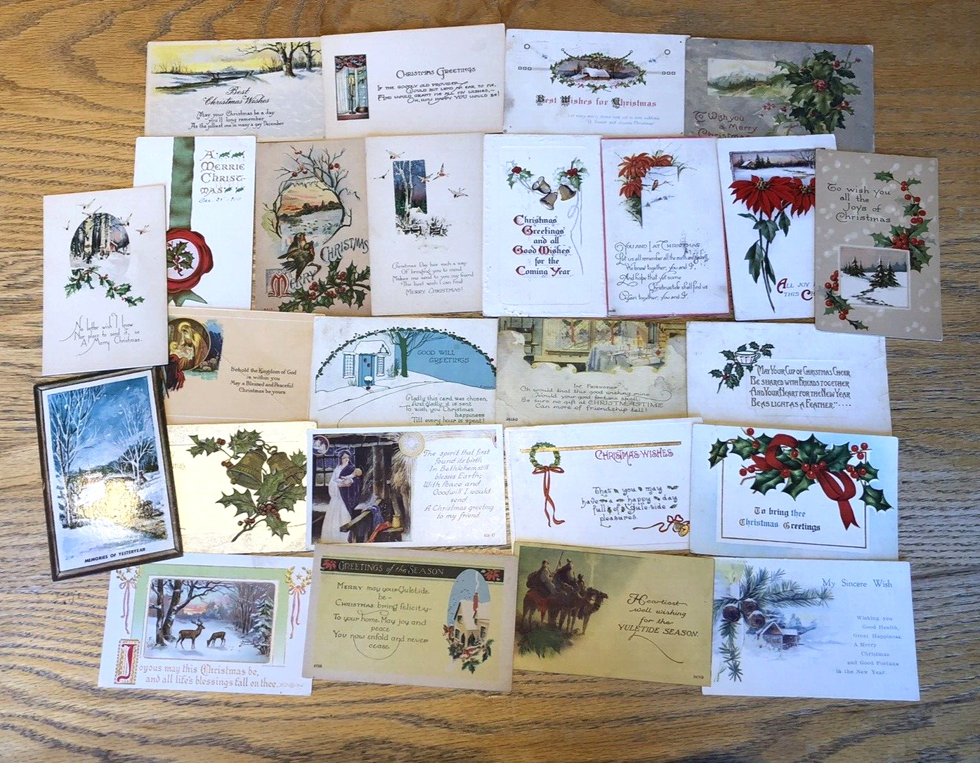 Lot of 25 Vintage Christmas Postcards c1900s-1920s- Junk Journaling, Collecting