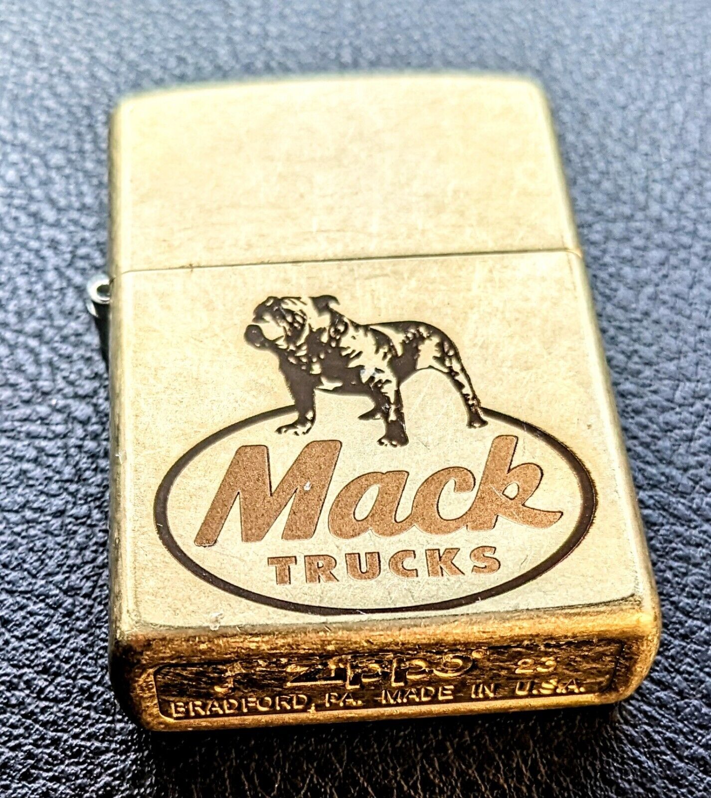 All Brass Mack Truck Zippo English Bulldog Nice Euc