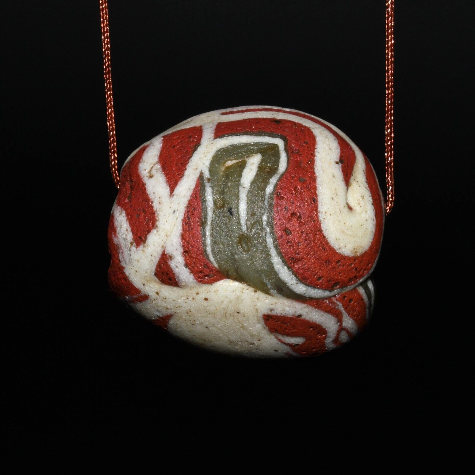 Big Ancient Mosaic Gabri Glass Bead with Multiple Colors Circa 2nd - 5th Century