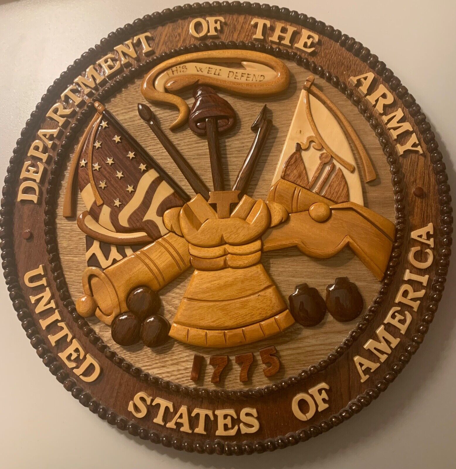 Gorgeous U.S. Department Of The Army Wood Handcrafted Plaque