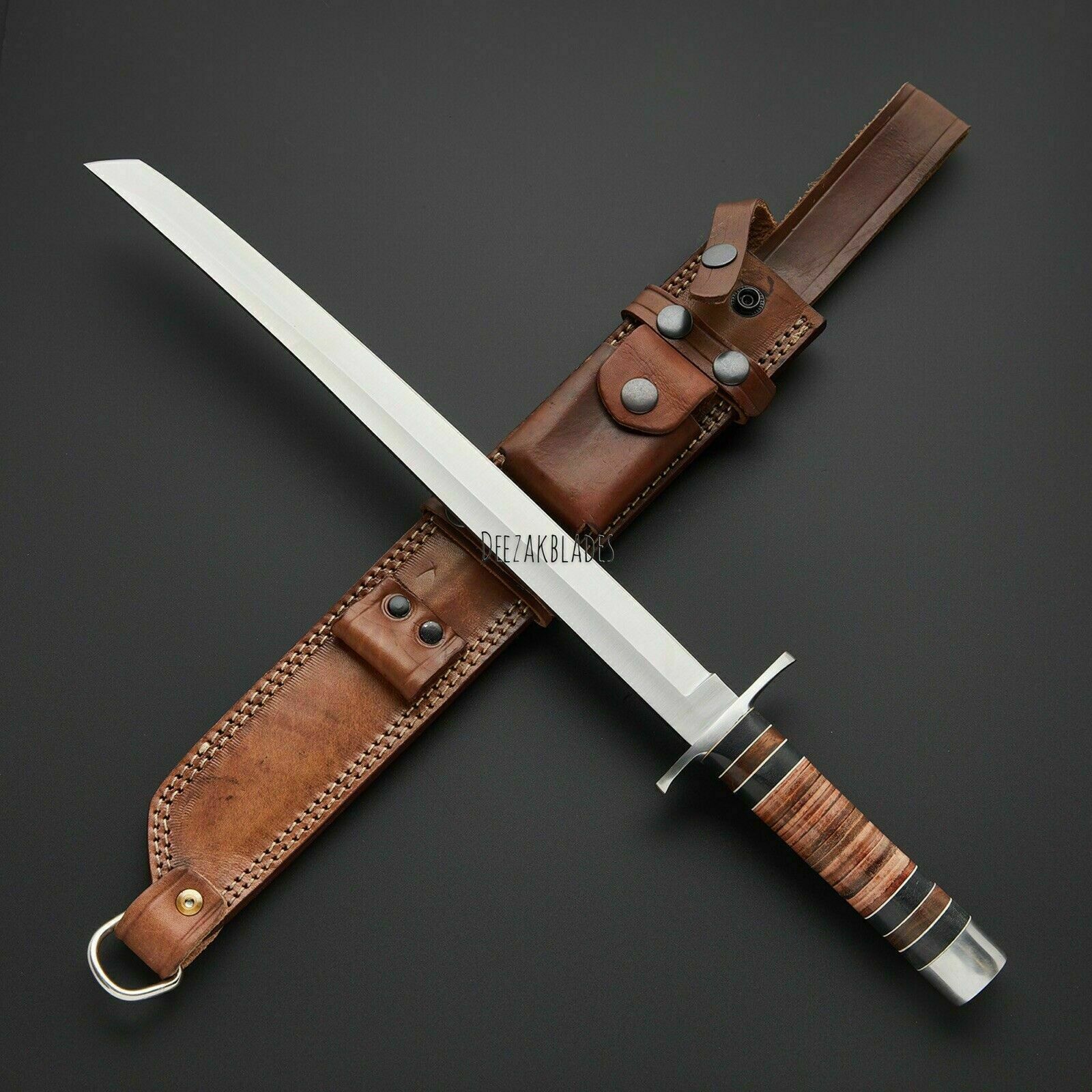 Awesome Custom Handmade D2 Steel 25 inches Hunting Sword with Sheath