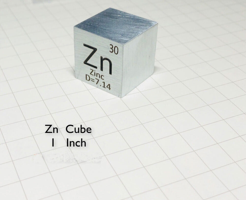 1pcs 1inch Zn 99.99% Zinc Metal Cube Pure for Element Collection 1 in 115g Cube