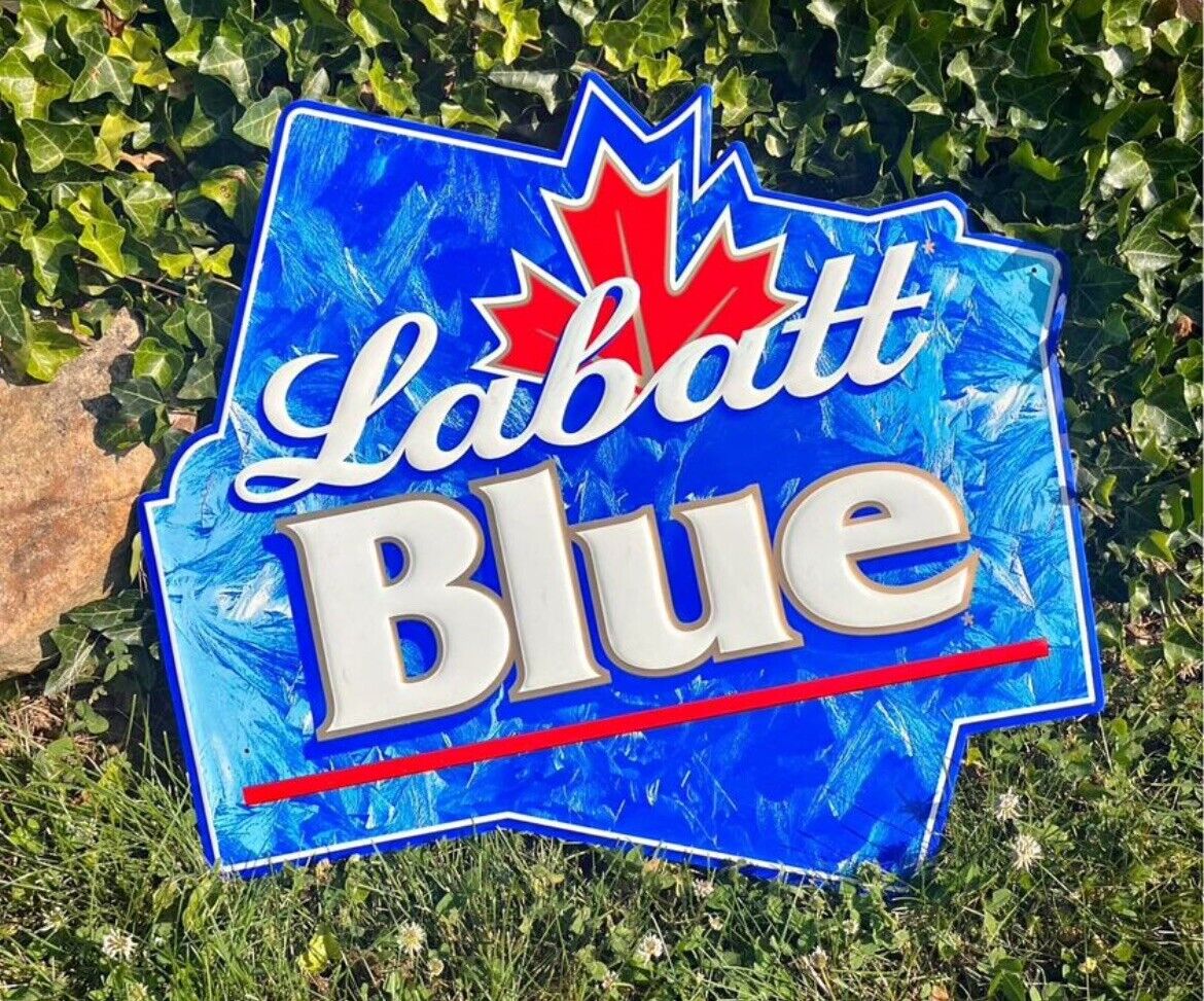 Vintage LABATT BLUE Metal Tin Beer 2000 Sign, RARE 25” x 26”