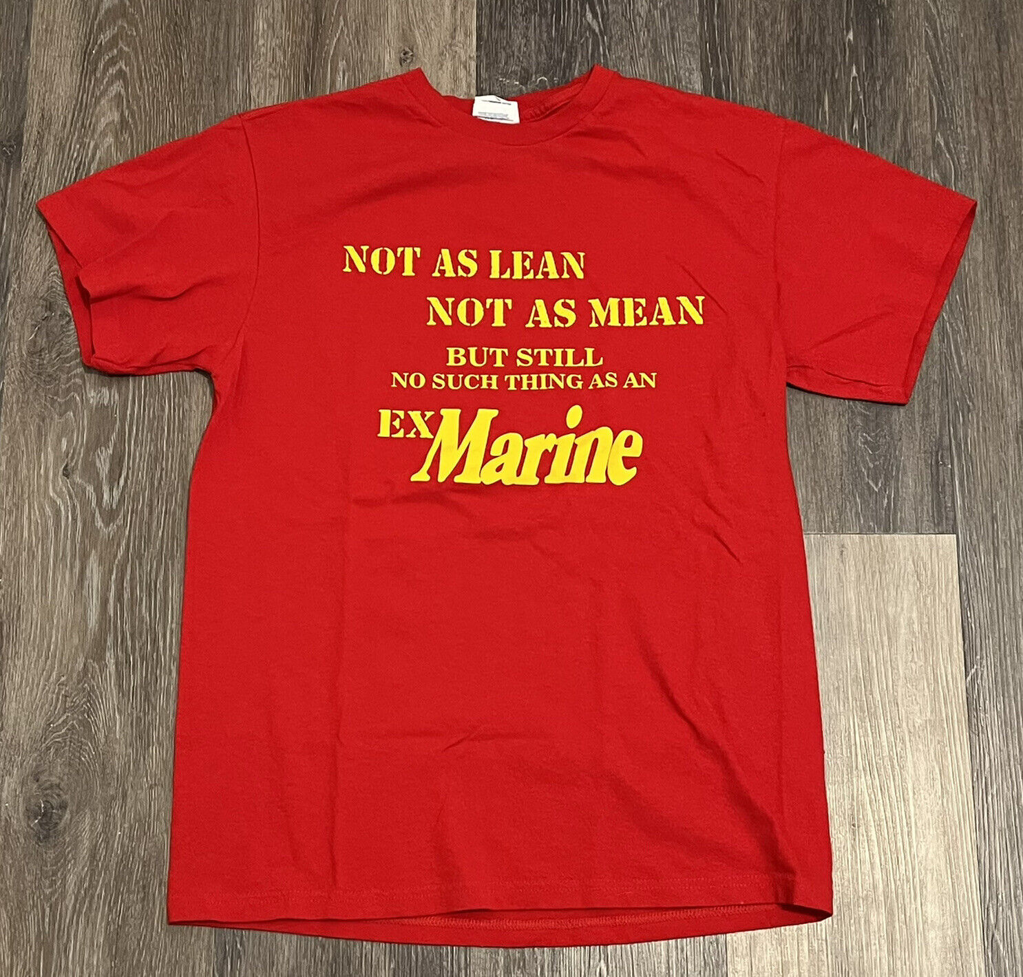 VINTAGE U.S. MARINES Size Medium Red EX-MARINE Logo T-Shirt Men\'s 
