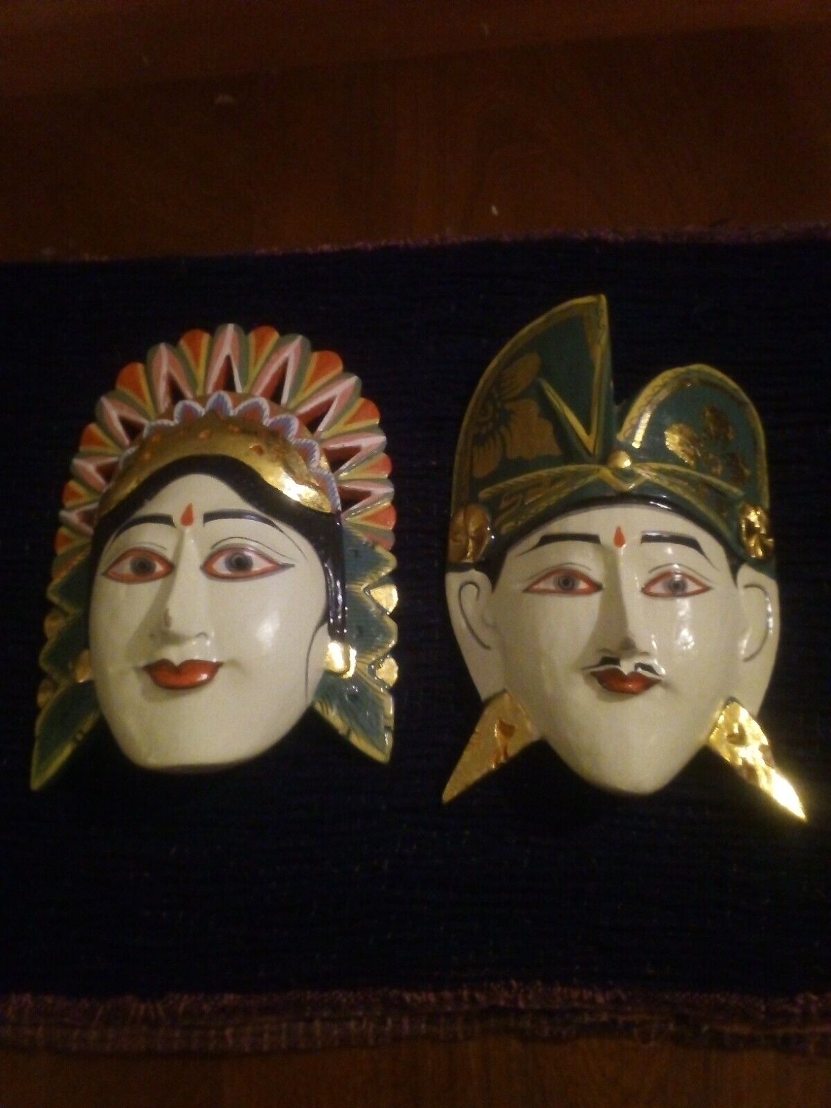Vintage Hindu Mythology Folk Art Masks