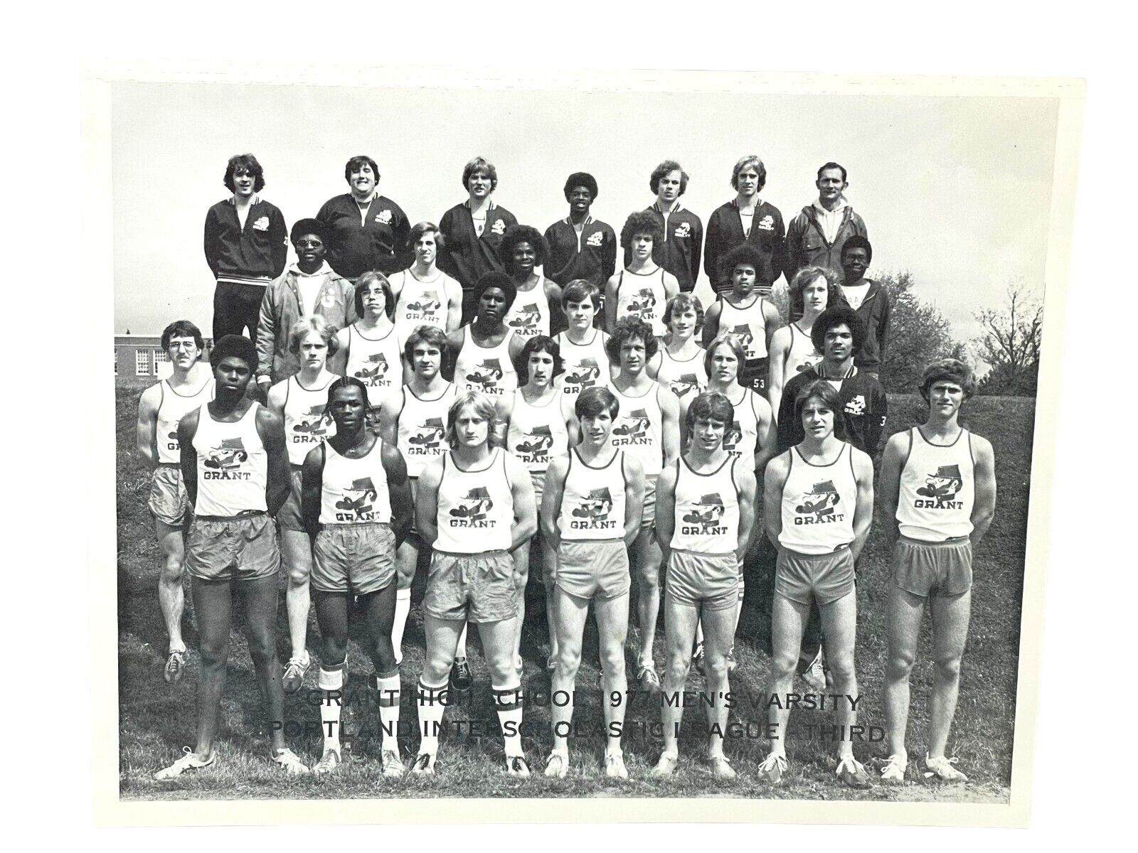 Vintage 1977 GRANT High School PORTLAND OREGON Track and Field Team B&W Photo