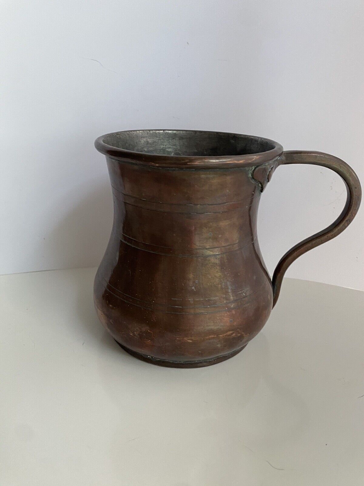 Antique Tinned Copper Mug - Hand Forged Hammered
