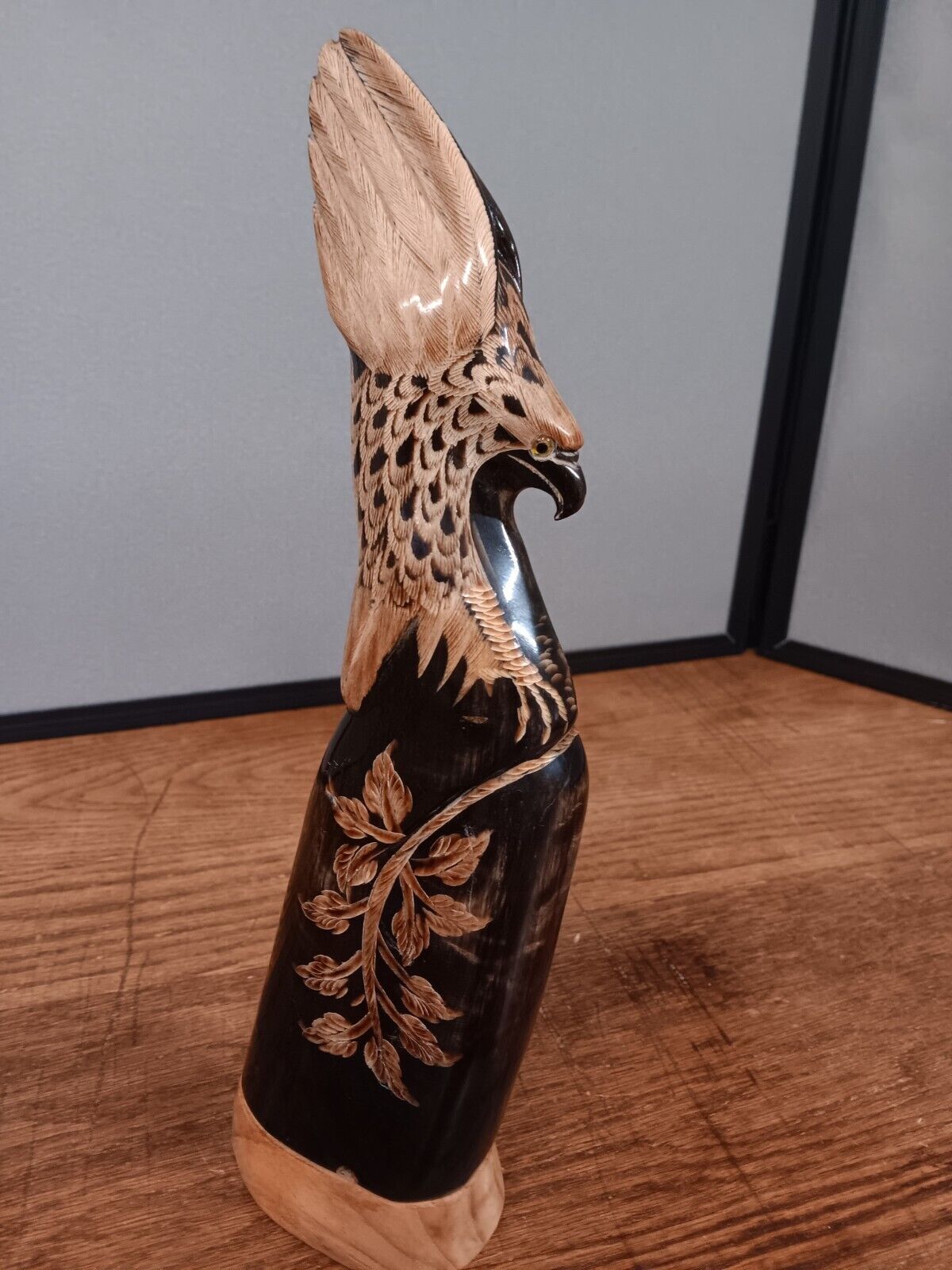 Vintage Carved Eagle, Water Buffalo Horn