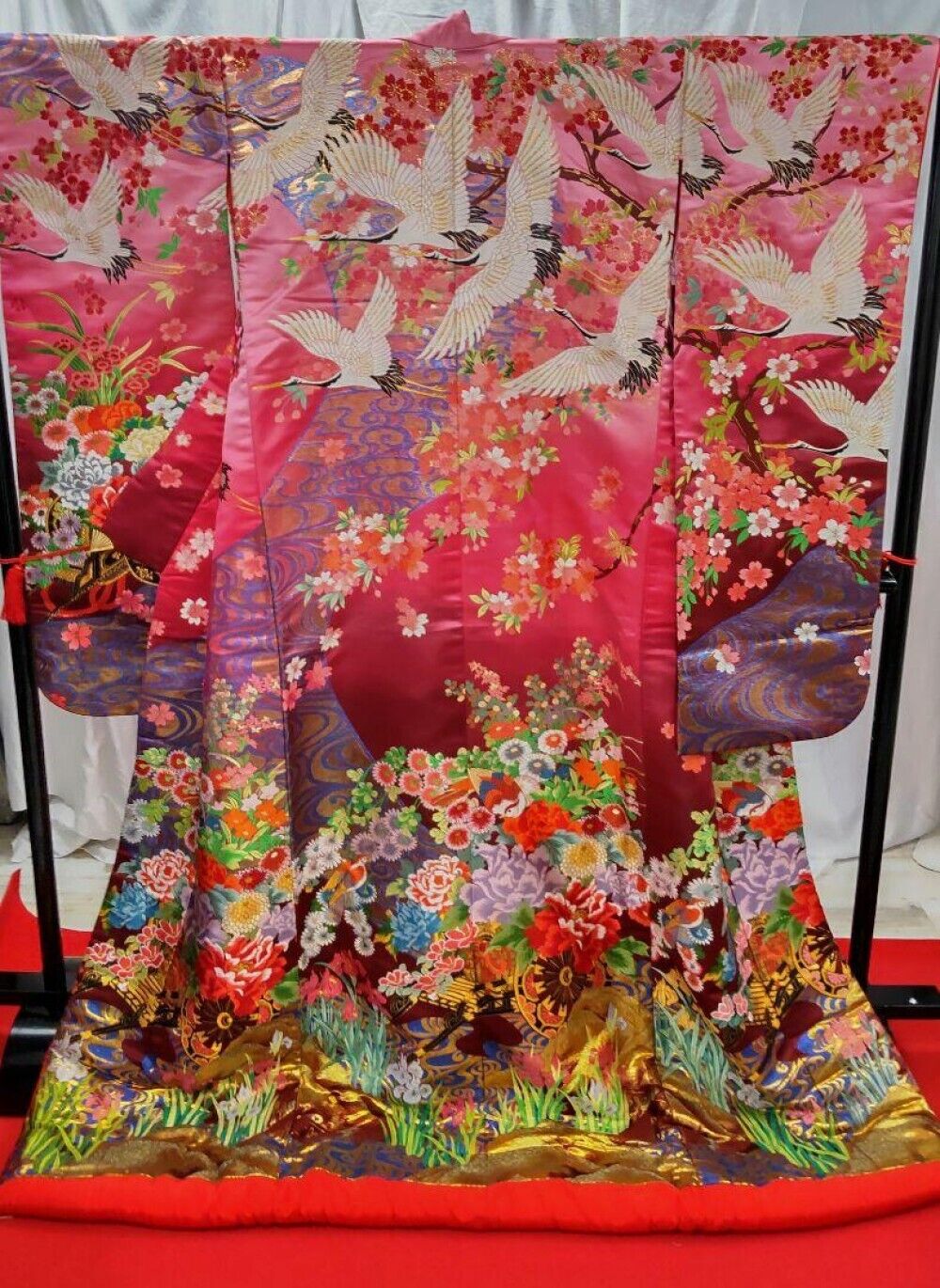 Iro-uchikake Kimono Pink Tsuru Crane Japanese Traditional Wedding