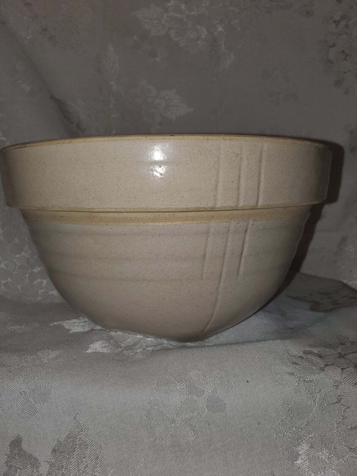 Antique Stoneware #15 Pottery Ribbed Mixing Bowl Farmhouse 5\