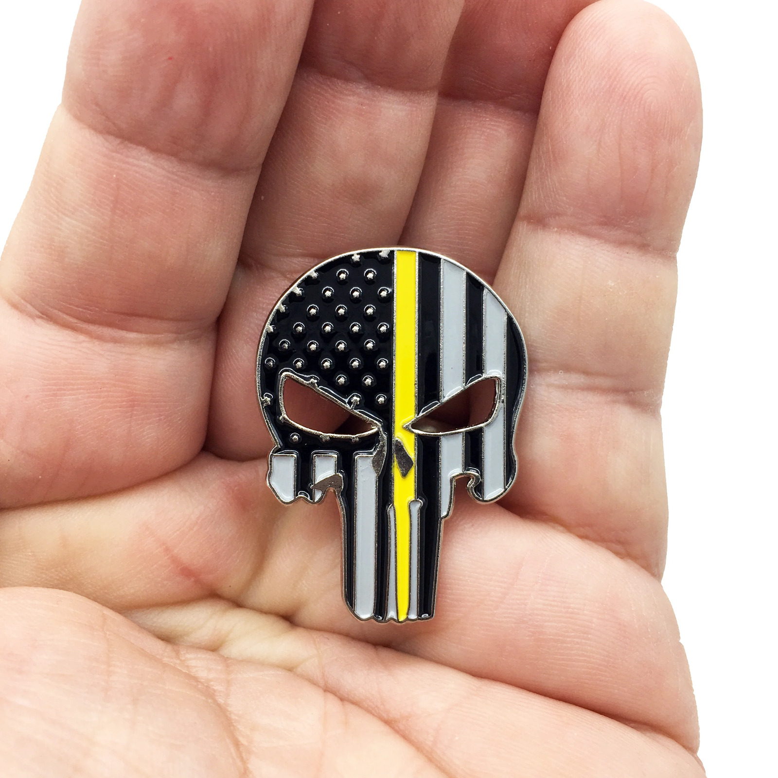 Thin Gold Line Skull Pin with Dual Pin posts and Deluxe Safety Locking Clasps P-