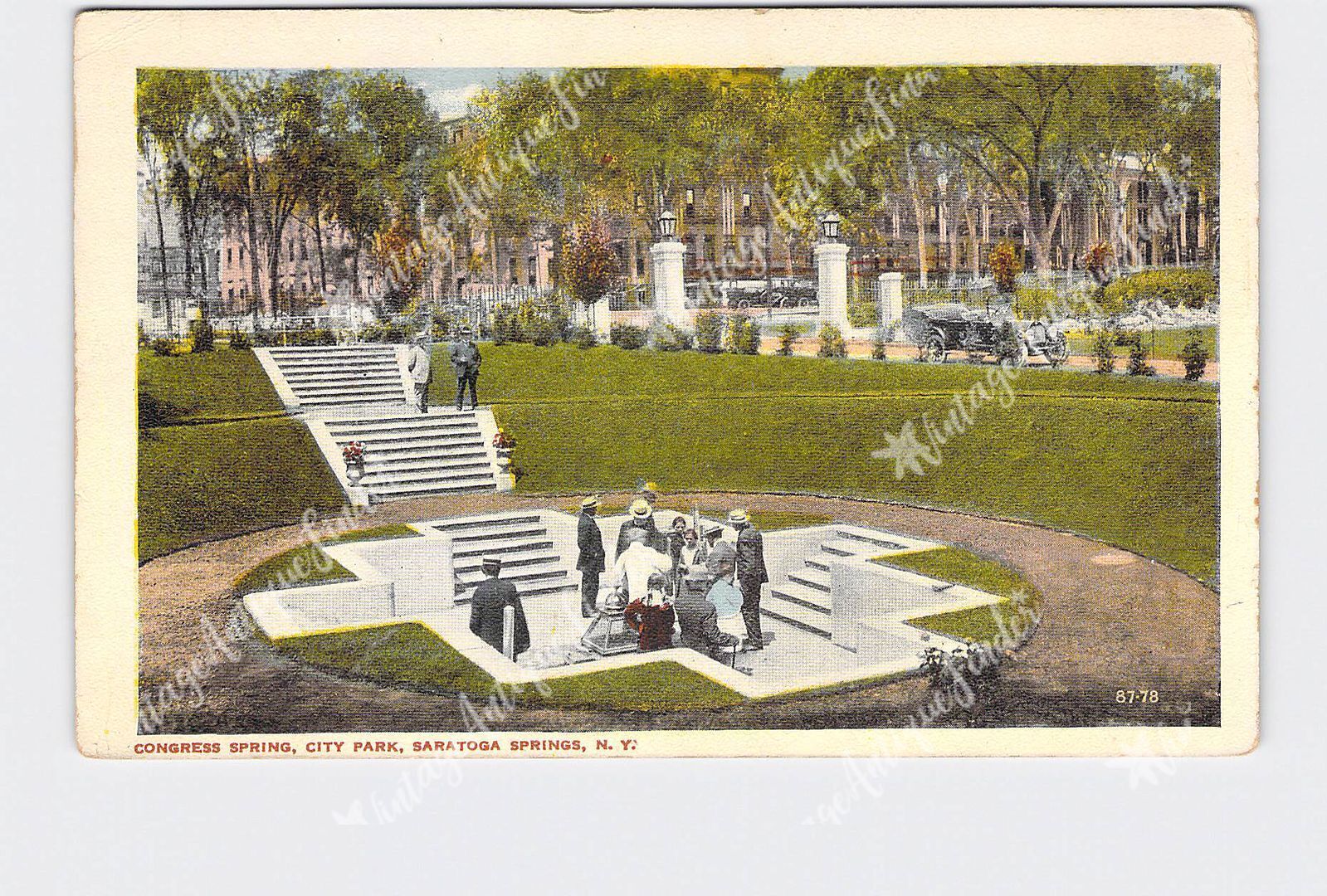 PPC Postcard NY New York Saratoga Springs Congress Spring City Park