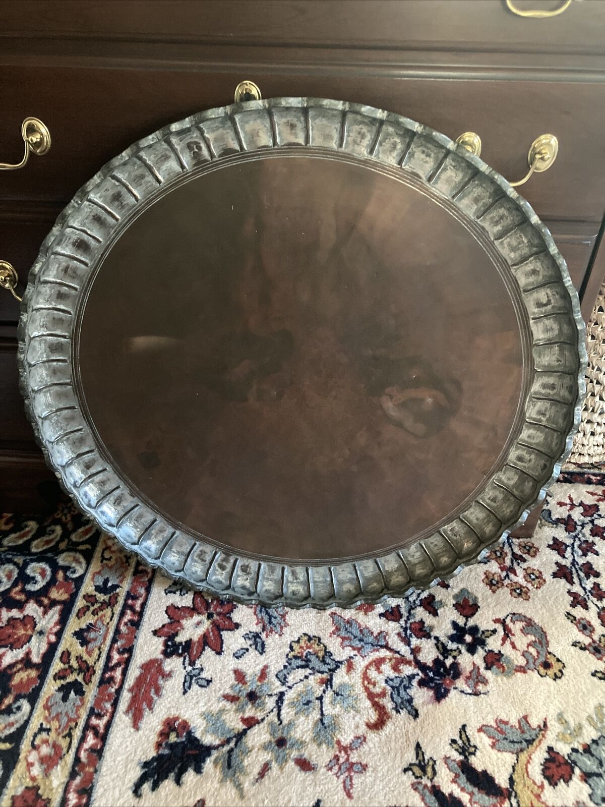 Large Copper Tray Table Persian Islamic? Heavy 10.5Lbs