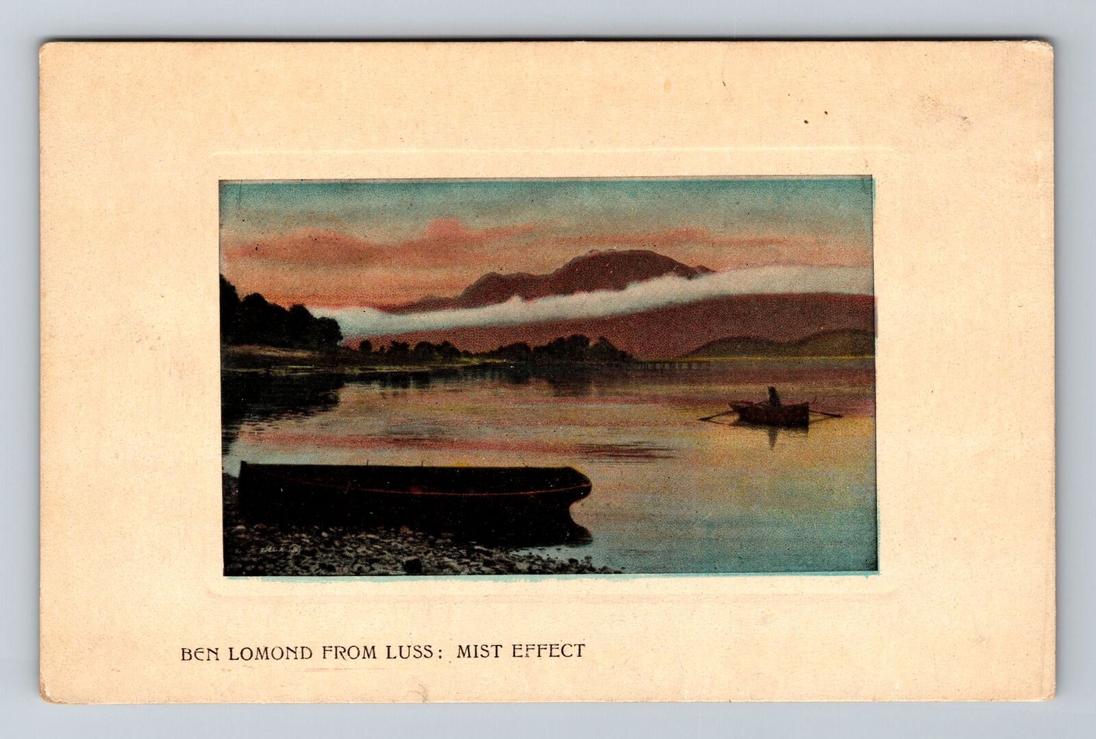 Loch Lomond-Scotland, Ben Lomond, Mist on River, Vintage Postcard