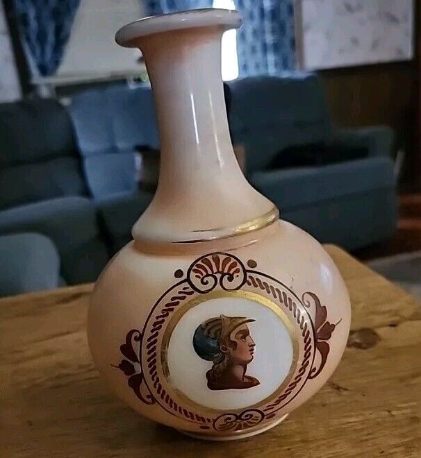 Vintage Bristol Glass Old Paris Porcelain Cameo Vase