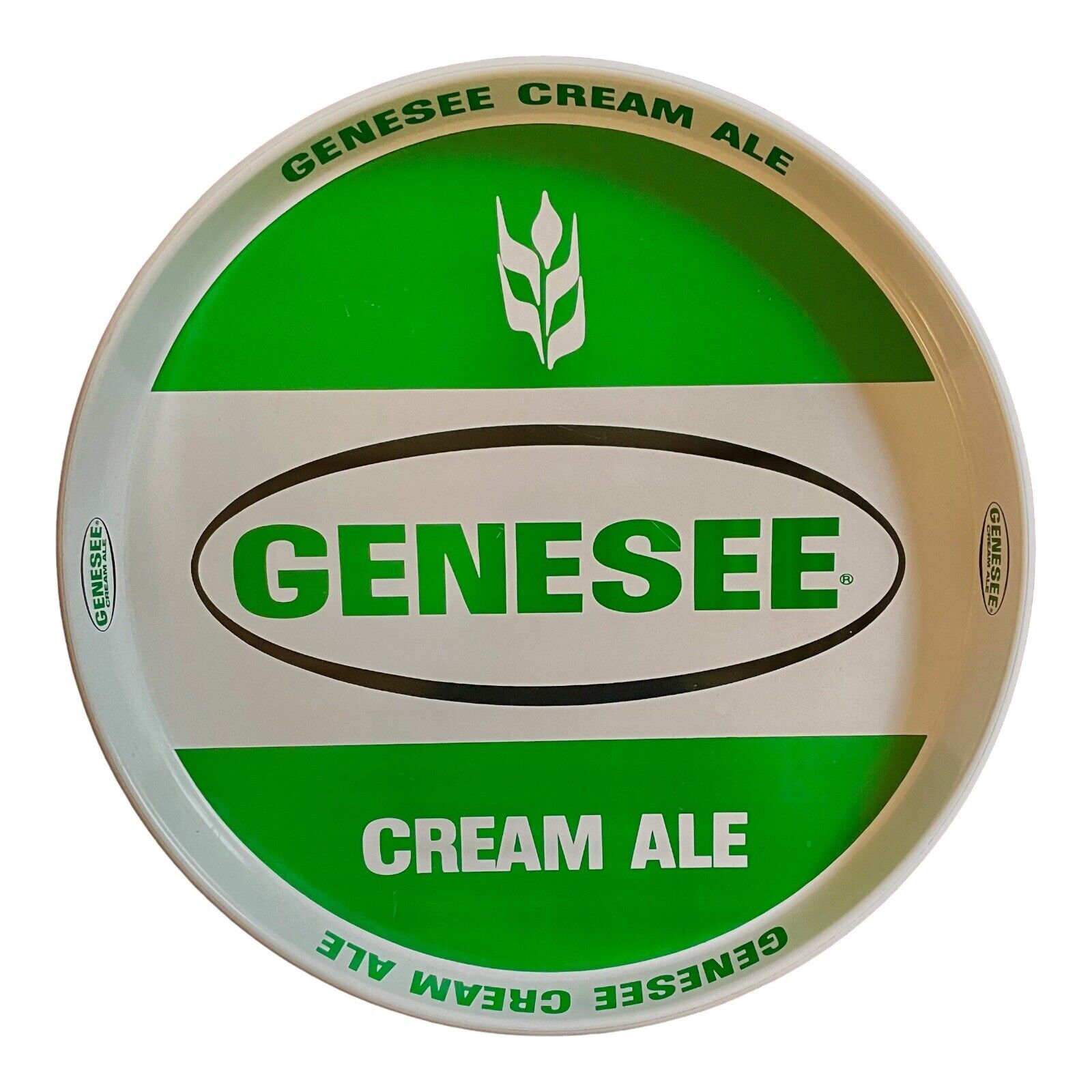 Genesee Cream Ale 12” Metal Serving Tray Rochester NY Vintage Green Logo