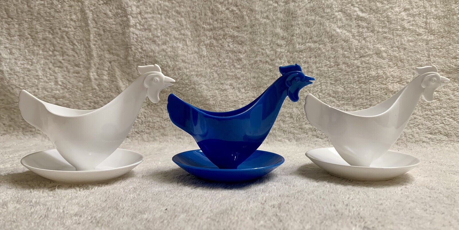 Egg Cup Chicken Germany Sonja Plastic 3 Cups Blue White