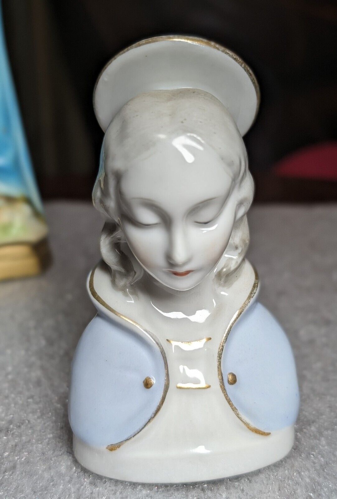 VTG Virgin Mary Religious Statue Figure Devotional Alter Japan Porcelain Head 4\