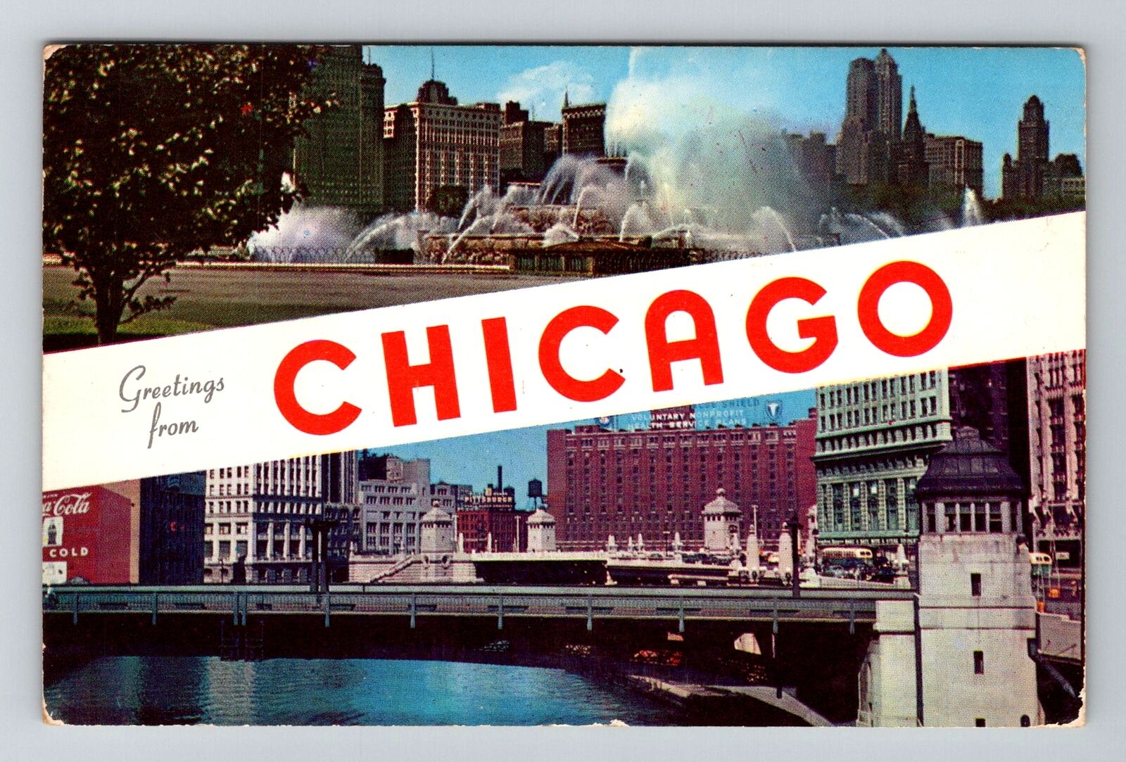 Chicago, IL-Illinois, Banner Greetings Coca-Cola Antique c1954, Vintage Postcard