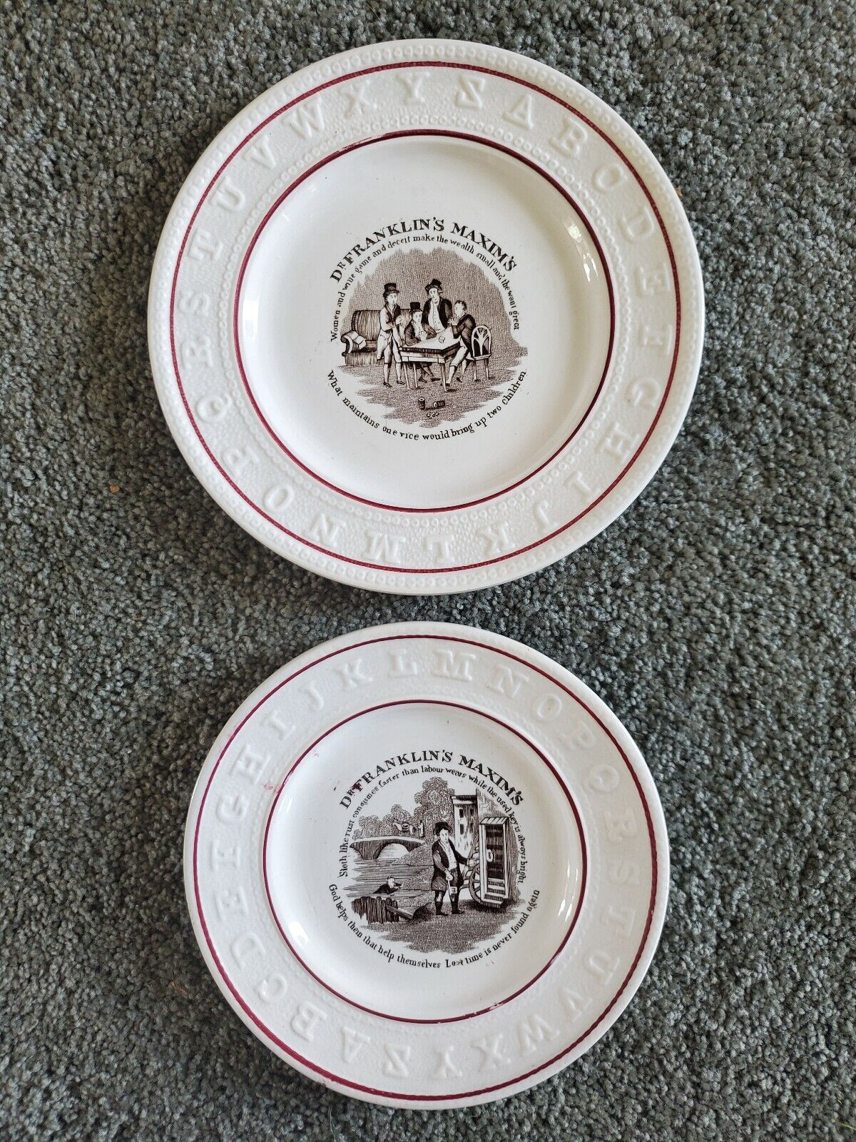 Antique Dr. Franklin\'s Maxim\'s ABC Collector\'s Plates
