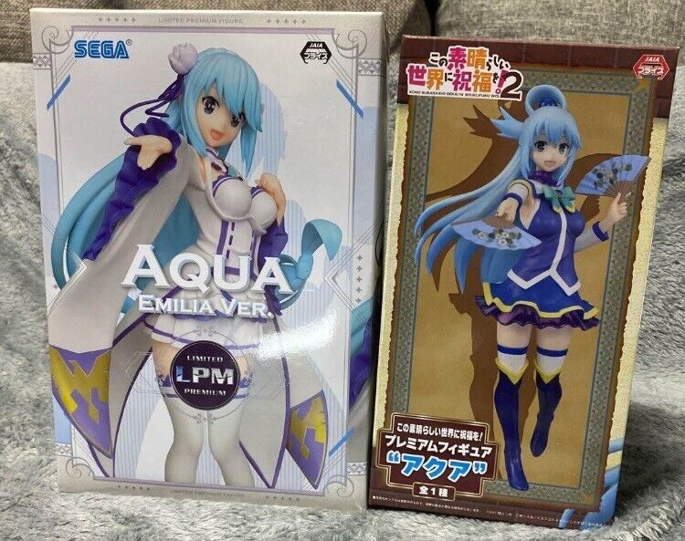 Konosuba Aqua Premium Figure & Re:Zero Emilia Limited Edition Bundle for Sale