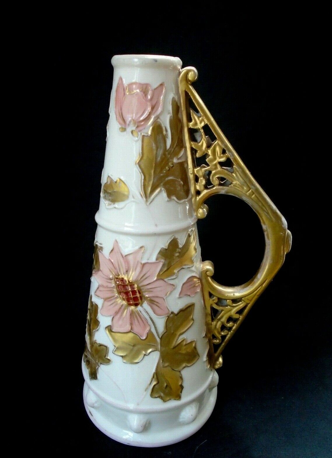Antique RW Rudolstadt Porcelain Floral Ewer Germany