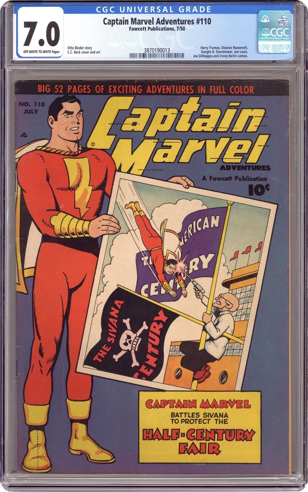 Captain Marvel Adventures #110 CGC 7.0 1950 3870190013