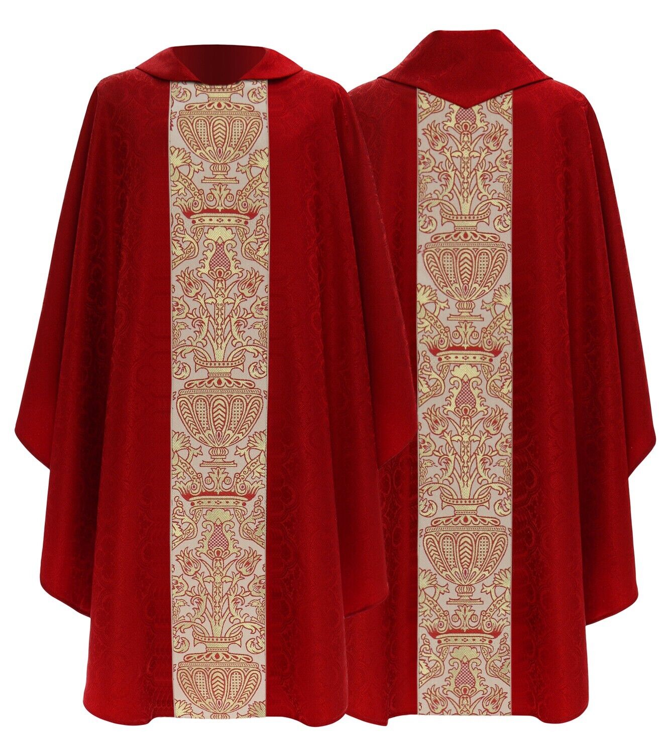 Red Gothic Chasuble with stole Coronation Tapestry Vestment Casulla Roja 076C25