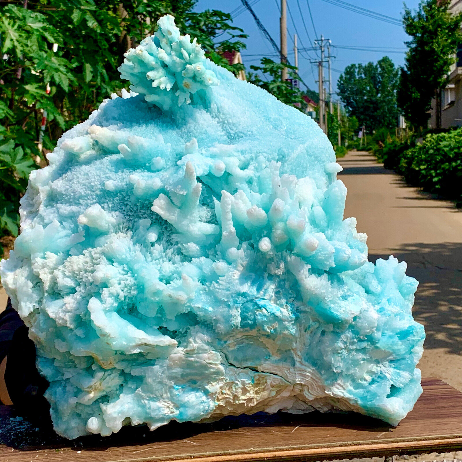 79.6LB Natural blue texture stone crystal, Heteropolar of Chinese blue aragonite
