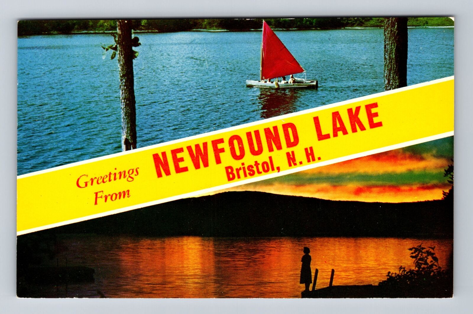Bristol NH-New Hampshire, General Greetings Newfound Lake, Vintage Postcard