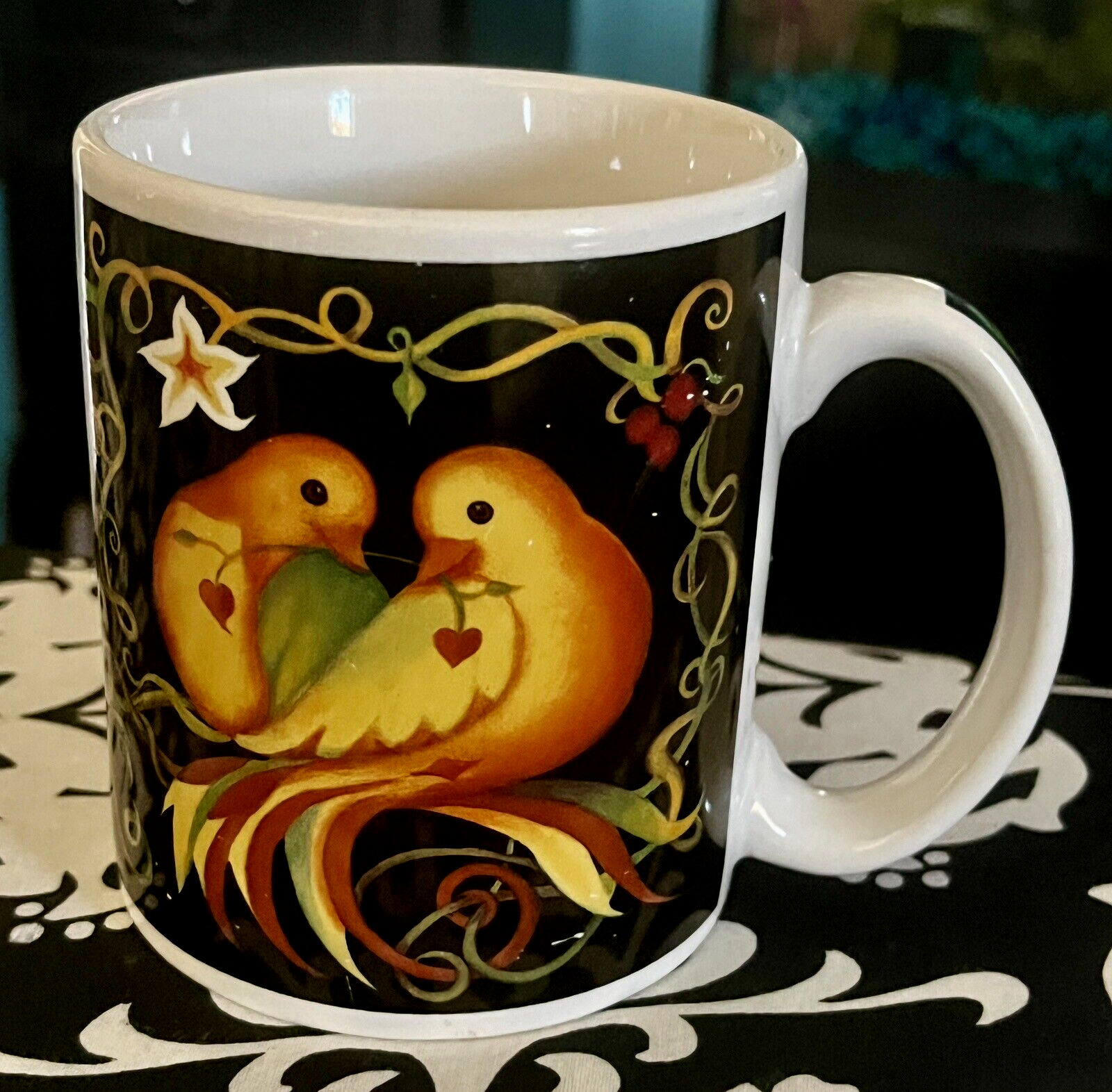 Vintage Buon Giorno Coffee Mug  Doves In Love Holds 12 Ounces