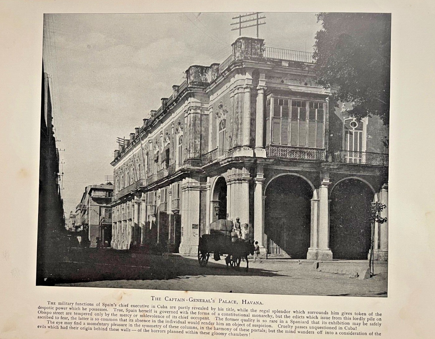 1898 Vintage Illustration Captain General's Palace Havana Cuba