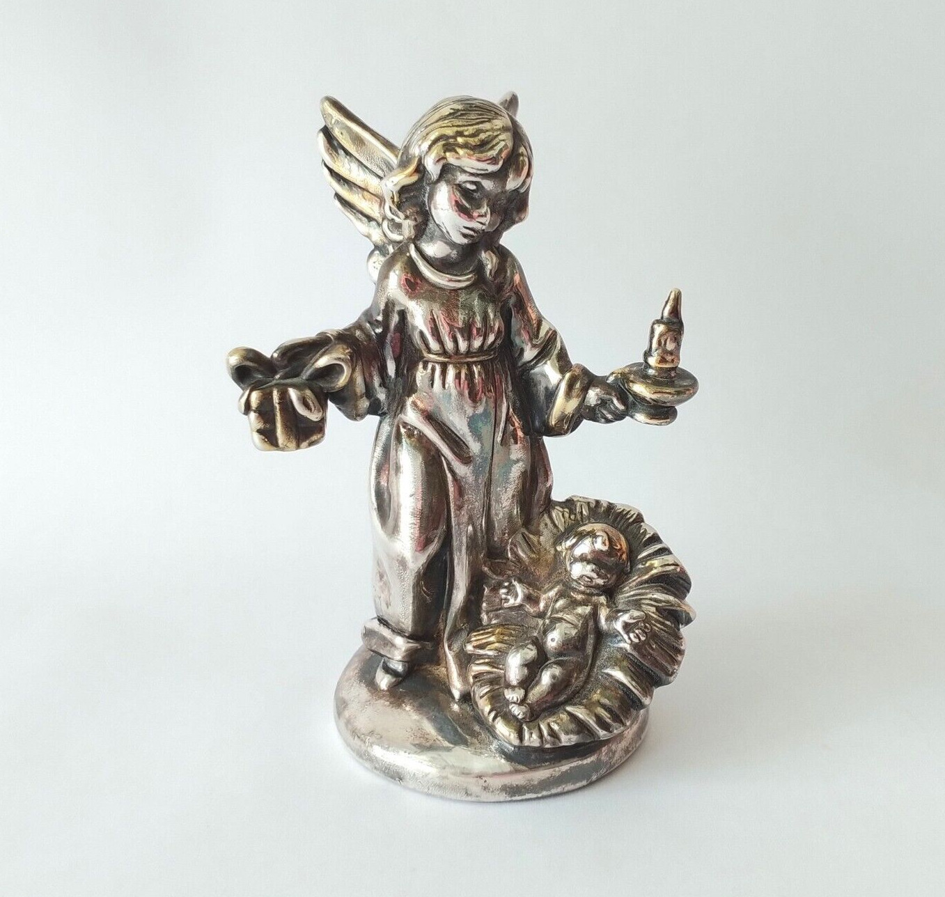 RARE Sam Phillips 925 Sterling Silver Angel Manger Figurine 1995