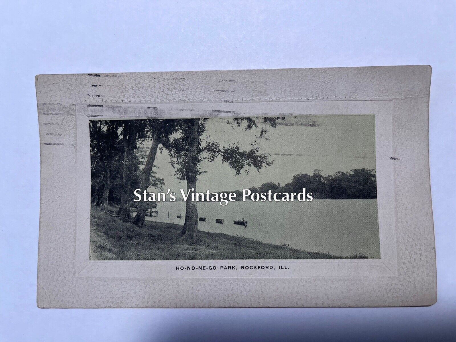 Rockford, Illinois Mezzograph Postcards (2) Love’s Park~Ho-No-Ne-Go Park