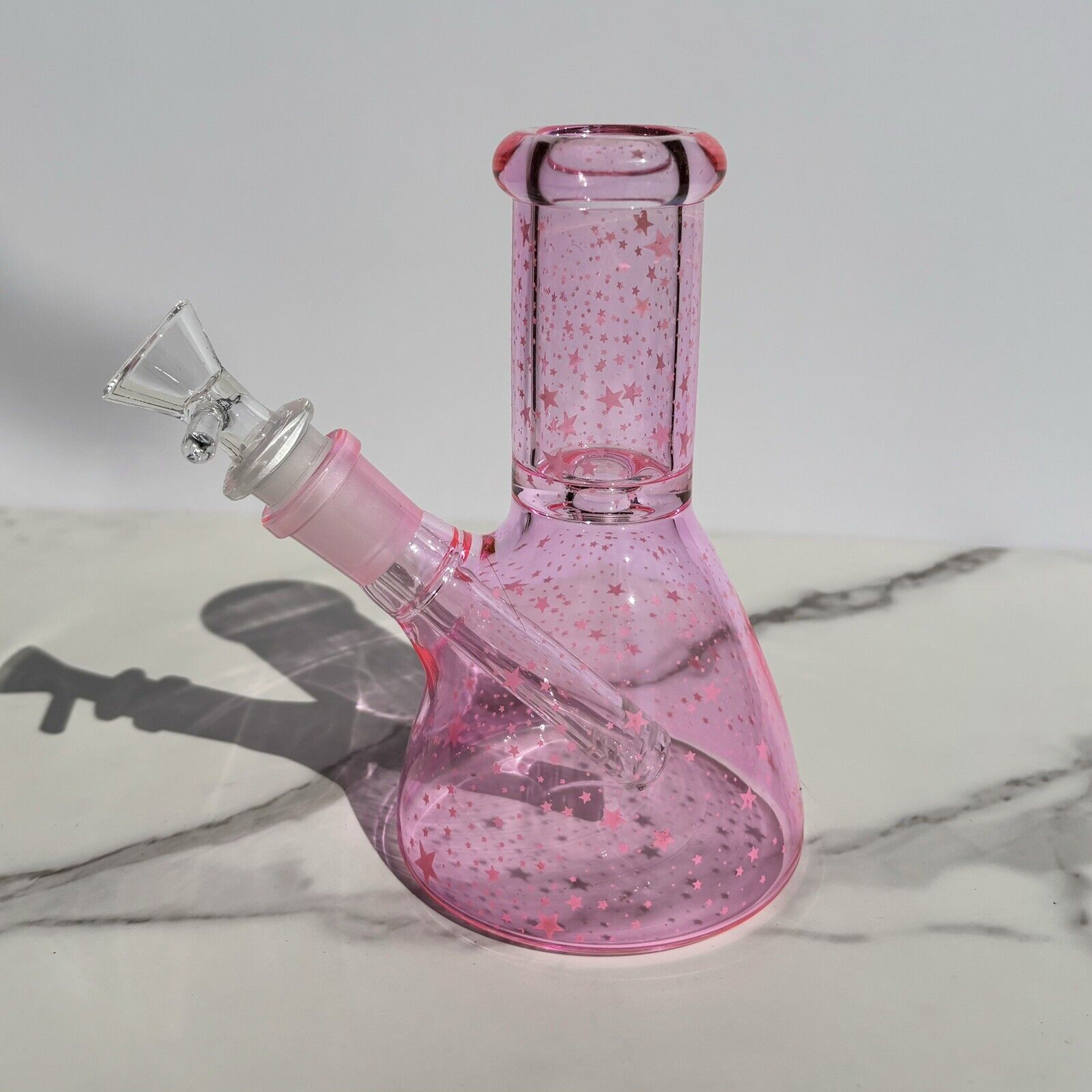 Mini Pink Star Bong Hookah Handcraft Glass Bong Water pipe Smoking Bowl