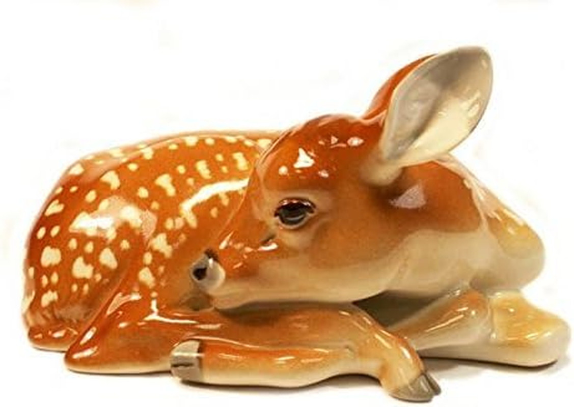 Fawn Baby Young Deer Sleeping Lomonosov Porcelain Figurine
