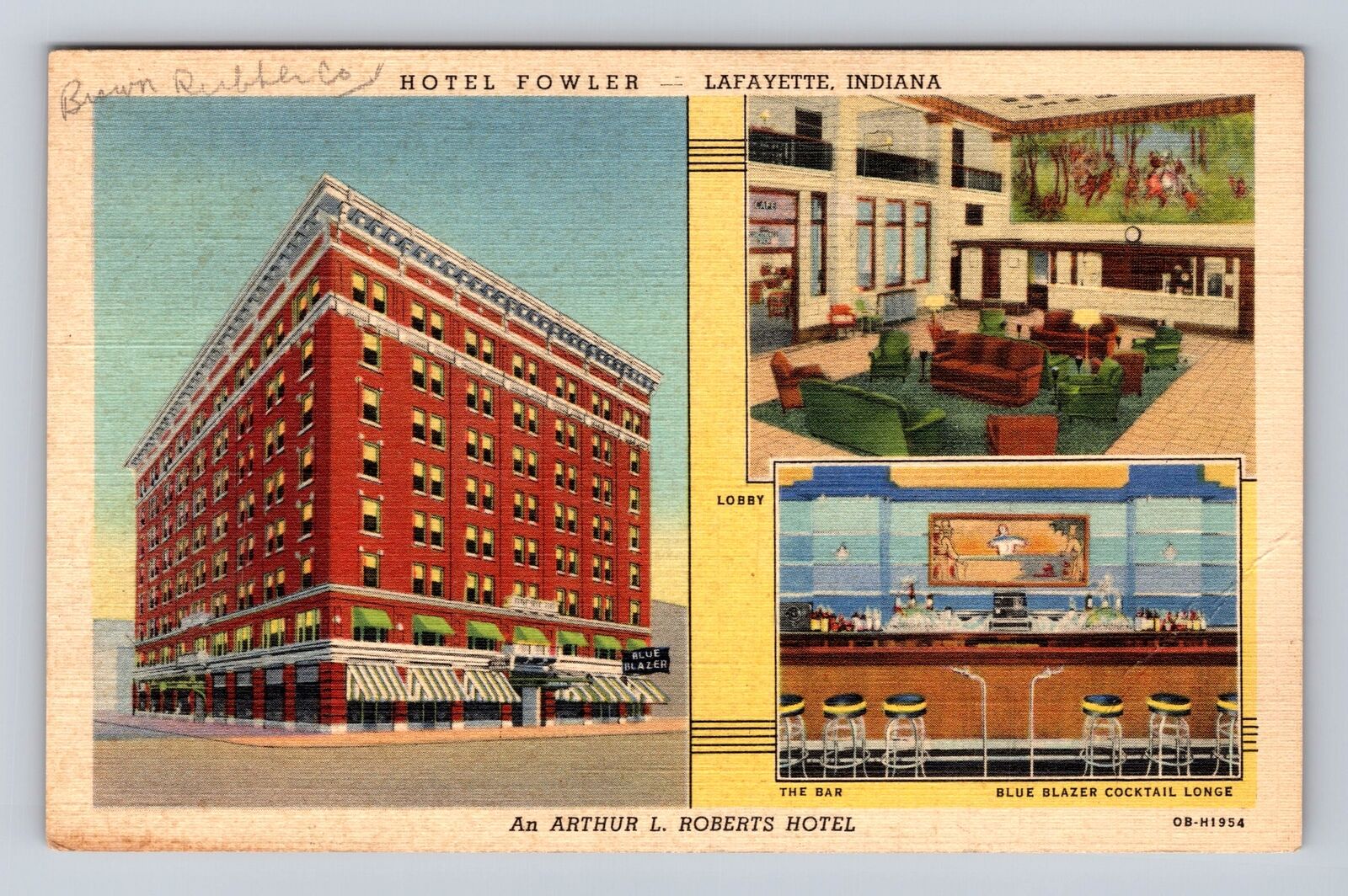Lafayette IN-Indiana Hotel Fowler, Advertisement, Antique, Vintage Postcard