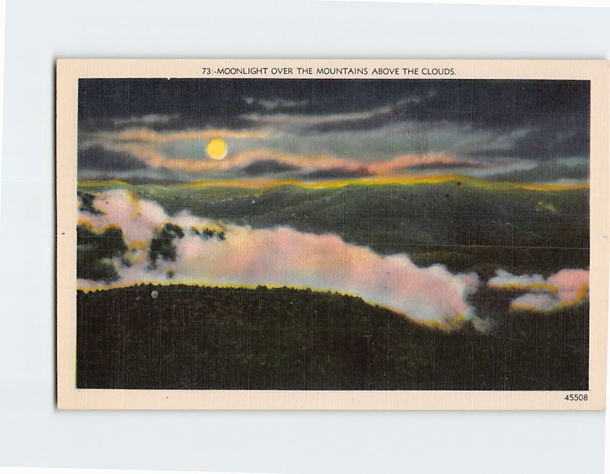 Postcard Moonlight Over The Mountains Above The Clouds