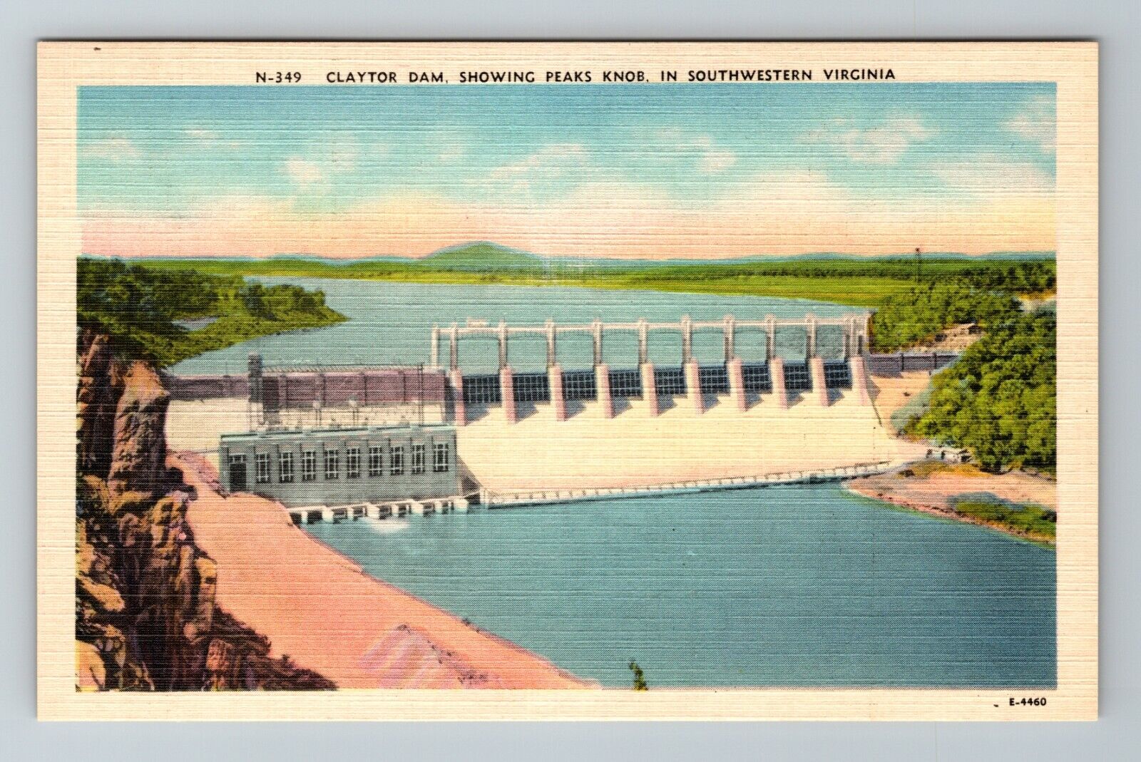 Southwestern VA-Virginia Claytor Dam Spillway, Peaks Knob  Vintage Postcard