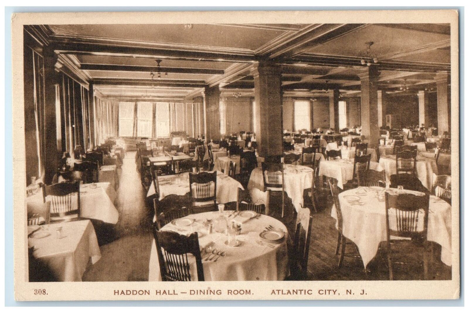 c1940's Haddon Hall Dining Room Interior Atlantic City New Jersey NJ Postcard