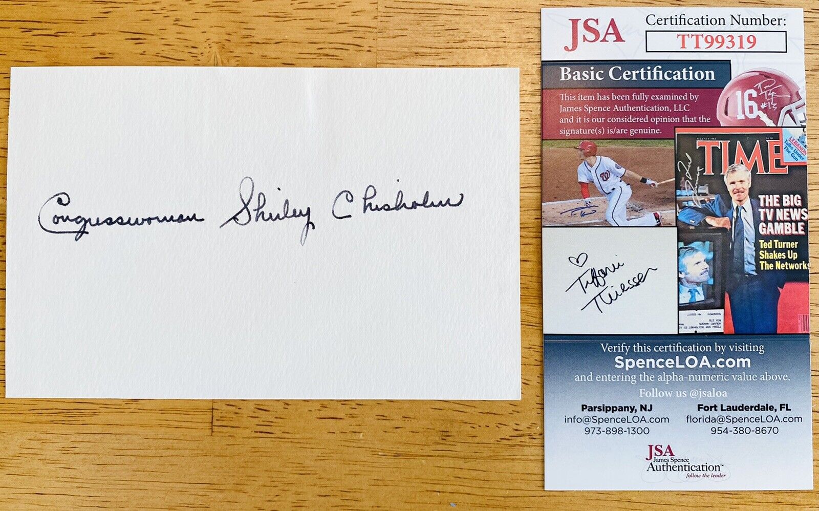 Shirley Chisholm Signed Autographed 3.5 x 5.5 Card JSA Certified Congresswoman