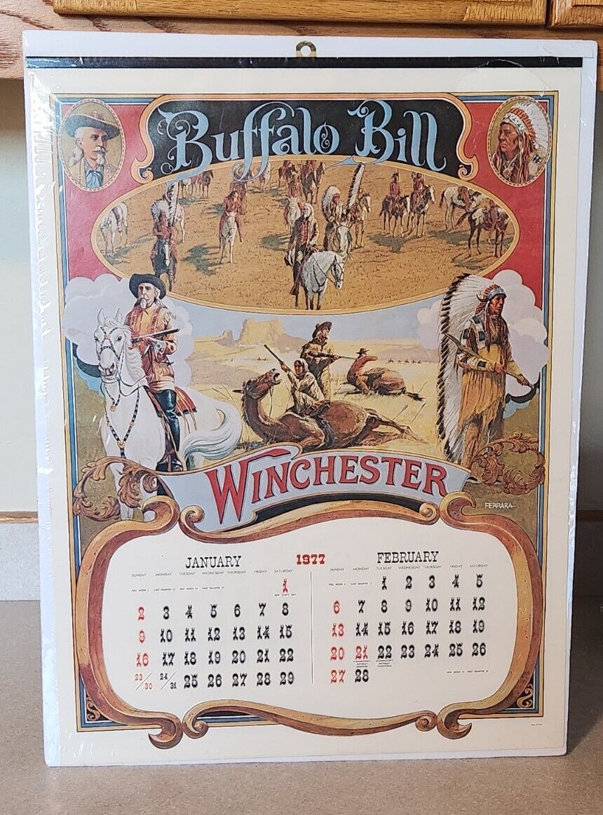 1977 Winchester Calendar Buffalo Bill Western Sporting Arms & Ammunition Oakley