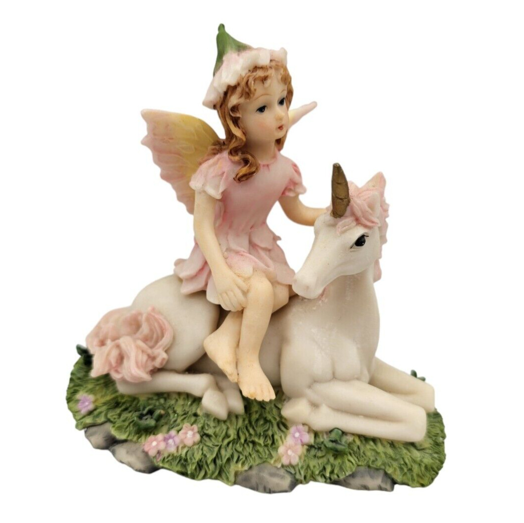 Vintage 1990s Garden Fairy and Unicorn Figurine Whimsical