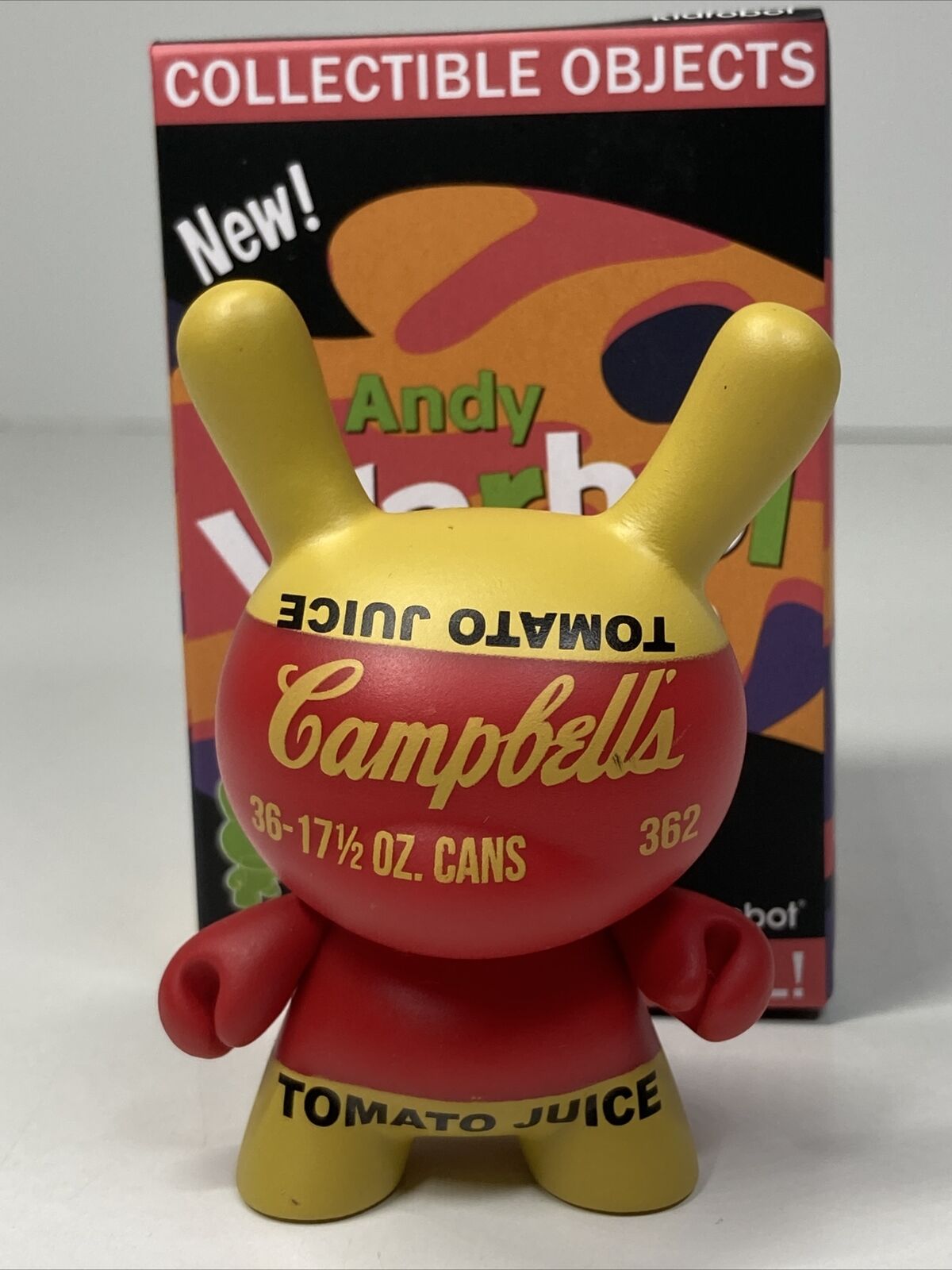 Kidrobot Andy Warhol 3” Dunny Series 2 Campbell’s Tomato Juice Red / Yellow New
