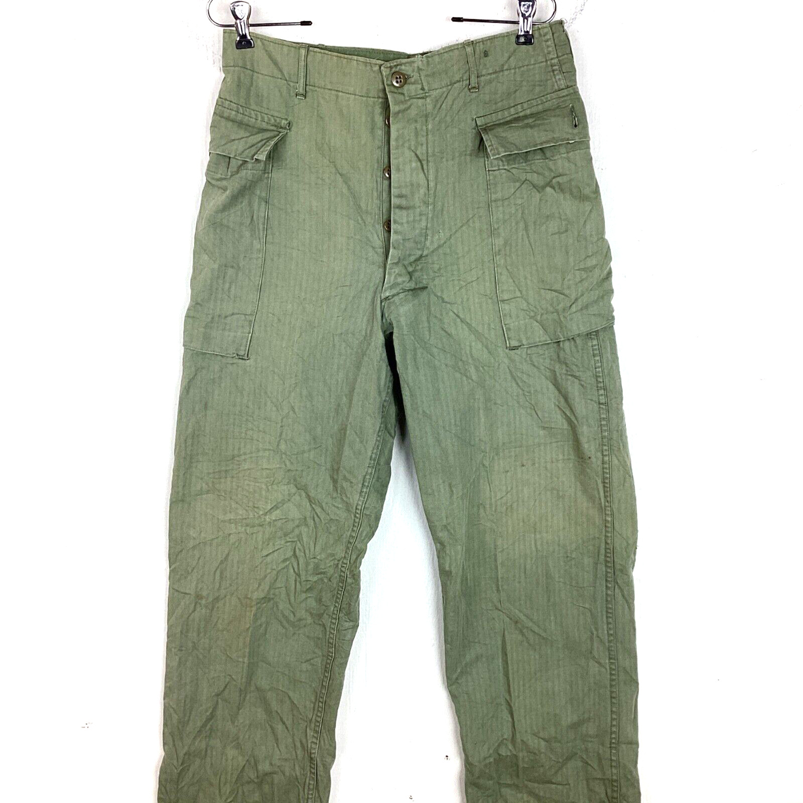 Vintage Us Military Hbt Trousers Size 34x31 Green 40s 50s